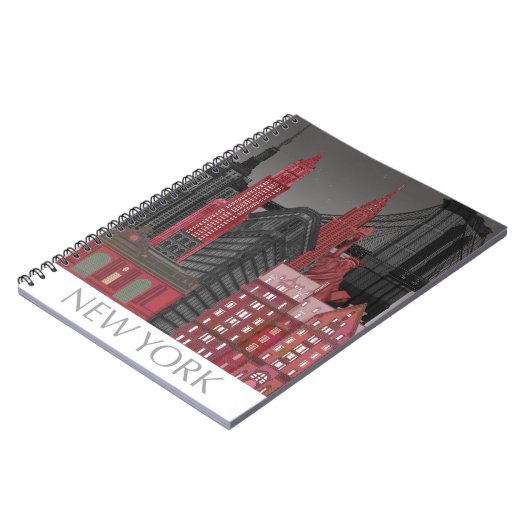 New York Hoogte van nacht - Rood Notitieboek (Linkerzijde)