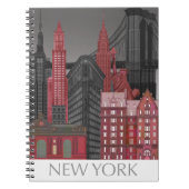 New York Hoogte van nacht - Rood Notitieboek (Voorkant)