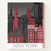 New York Hoogte van nacht - Rood Notitieboek (Achterkant)