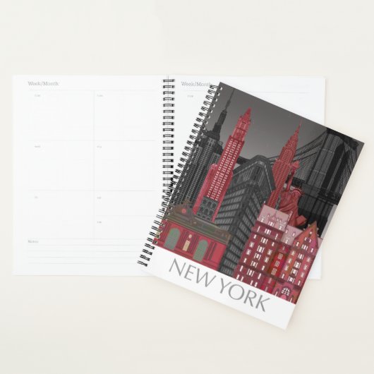 New York Hoogte van nacht - Rood Planner (Display)