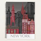 New York Hoogte van nacht - Rood Planner (Voorkant)