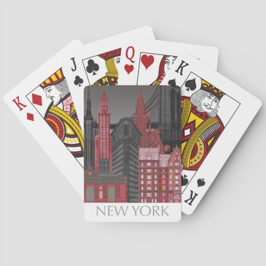 New York Hoogte van nacht - Rood Pokerkaarten (Achterkant)