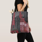 New York Hoogte van nacht - Rood Tote Bag (Dichtbij)