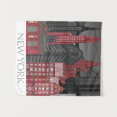 New York Hoogte van nacht - Rood Wandkleed (Voorkant (horizontaal))