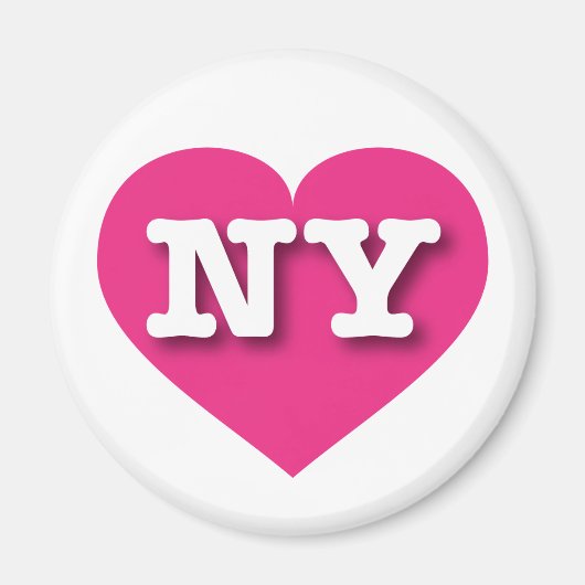 New York Hot Pink Heart - Ik hou van NY Magneet (Voorkant)