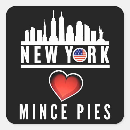 New York houdt van Mince Pies stadsgezicht Vierkante Sticker (Voorkant)