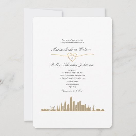 New York Huwelijk QR Code Kaart (Voorkant)