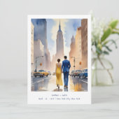 New York Iconic Building Cute Cityscape Wedding Save The Date (Staand voorkant)