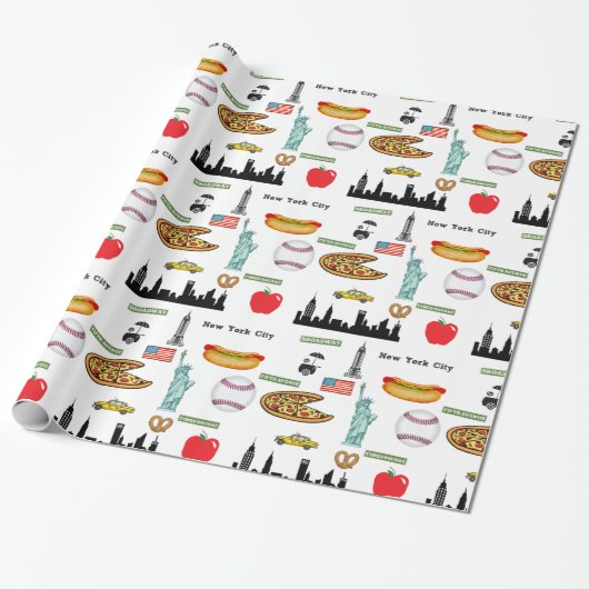 New York Icons Patroon door Orchard Three Cadeaupapier (Uitgerold)
