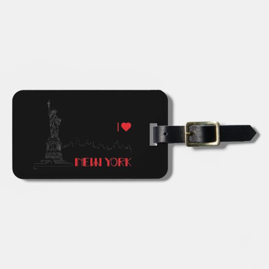 New-York, ik hou van het Vrijheidsbeeld. Bagagelabel (Voorkant horizontaal)