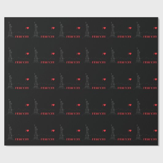 New York, ik hou van, Vrijheidsbeeld Black Cadeaupapier (Vlak)