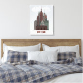 New York in Clouds - Donkerrood en groen Canvas Afdruk (Insitu (Slaapkamer))