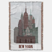 New York in Clouds - Donkerrood en groen Deken (Voorkant Verticaal)