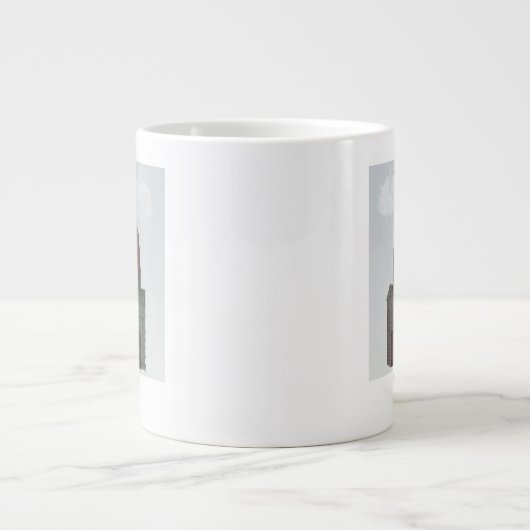 New York in Clouds - Donkerrood en groen Grote Koffiekop (Voorkant)