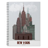New York in Clouds - Donkerrood en groen Notitieboek (Voorkant)
