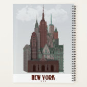 New York in Clouds - Donkerrood en groen Planner (Achterkant)