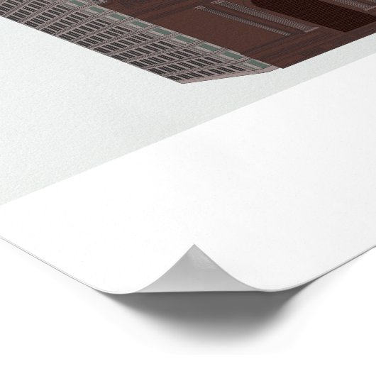 New York in Clouds - Donkerrood en groen Poster (Hoek)