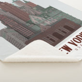 New York in Clouds - Donkerrood en groen Sherpa Deken (3/4)