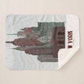 New York in Clouds - Donkerrood en groen Sherpa Deken (Voorkant (horizontaal))
