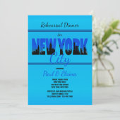 New York in de blauwe uitnodiging (Staand voorkant)