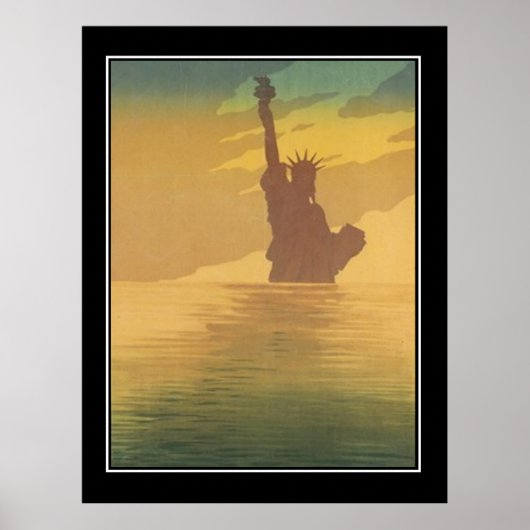New York in de mist Vintage Poster (Voorkant)