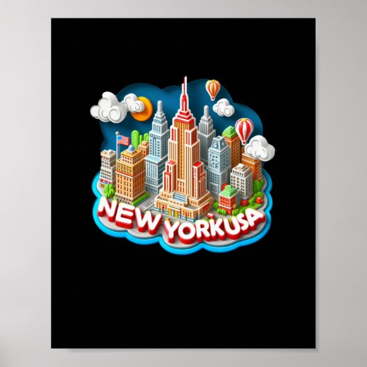 New York in de Verenigde Staten Sticker Poster (Voorkant)