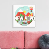 New York in design Canvas Afdruk (Insitu (Woonkamer))