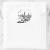 New York in een glazen bol Ovale Sticker (Tas)