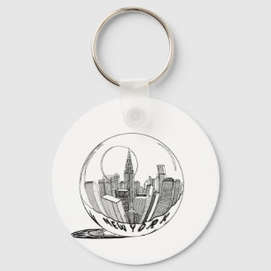 New York in een glazen bol Sleutelhanger