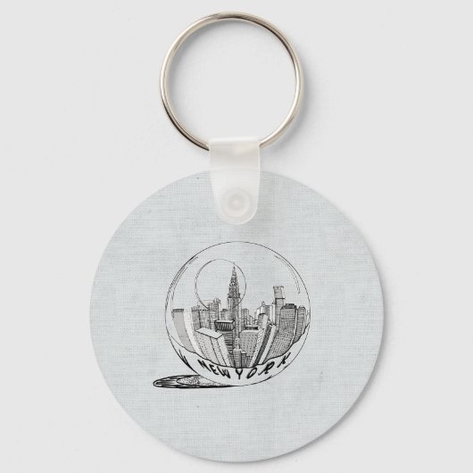 New York in een glazen bol Sleutelhanger (Voorkant)