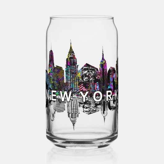 New York in graffiti met monogram Blikvorm Glas (Voorkant)