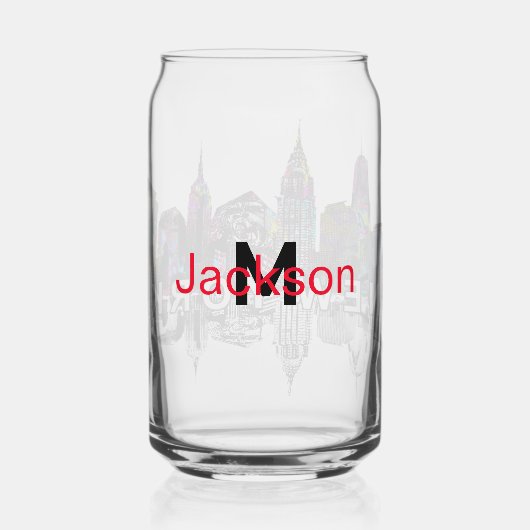 New York in graffiti met monogram Blikvorm Glas (Achterkant)