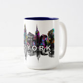 New York in graffiti Tweekleurige Koffiemok (Voorkant rechts)
