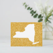 New York in White en Gold Glitter Briefkaart (Staand voorkant)