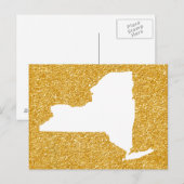 New York in White en Gold Glitter Briefkaart (Voorkant / Achterkant)