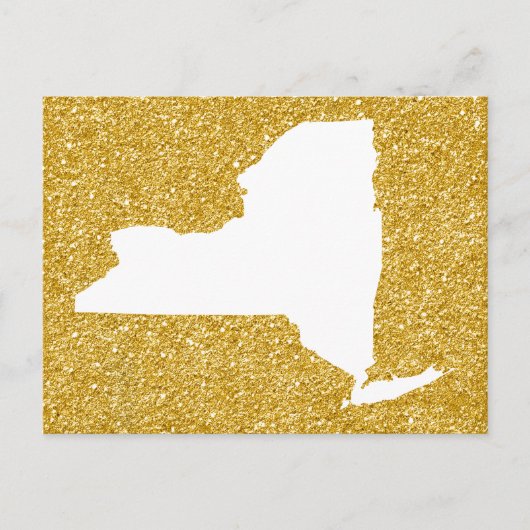 New York in White en Gold Glitter Briefkaart (Voorkant)