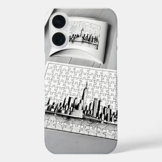 New york in zwart-wit iPhone 16 hoesje