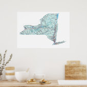 New York Interstate Map Print (Keuken)
