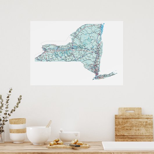New York Interstate Map Print (Keuken)