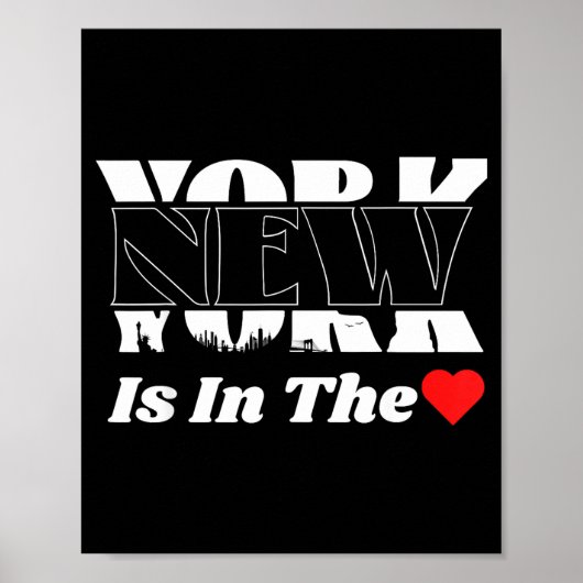 New York Is In The Heart – Bold Skyline Graphic De Poster (Voorkant)