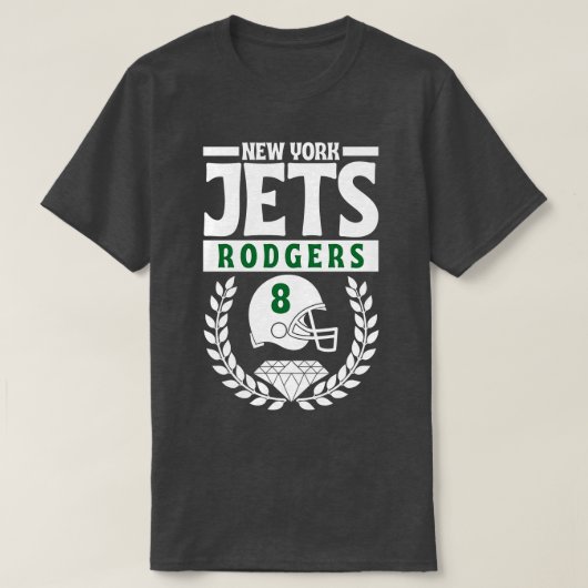 New York Jets Aaron Rodgers 8 Helm Amerikaans T-shirt (Design voorkant)