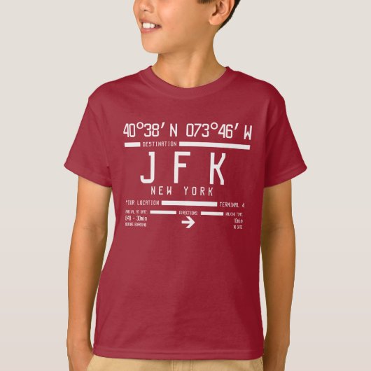 New York JFK International Airport Code Kinder T-shirt (Voorkant)