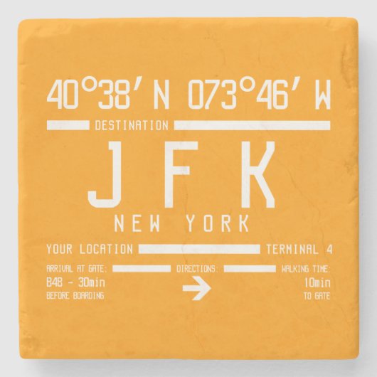 New York JFK International Airport Code Stenen Onderzetter (Voorkant)