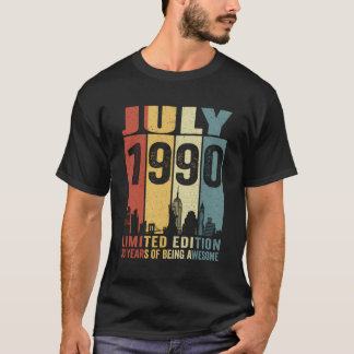 New York juli 1990 33 jaar 33e geboortejaar T-shirt