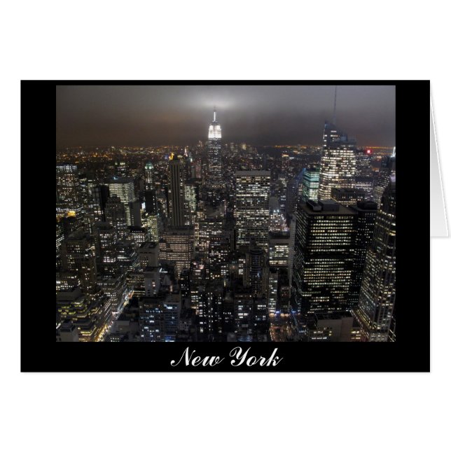 New York Kaart New York City Skyline Souvenir Kaar (Voorkant Horizontaal)