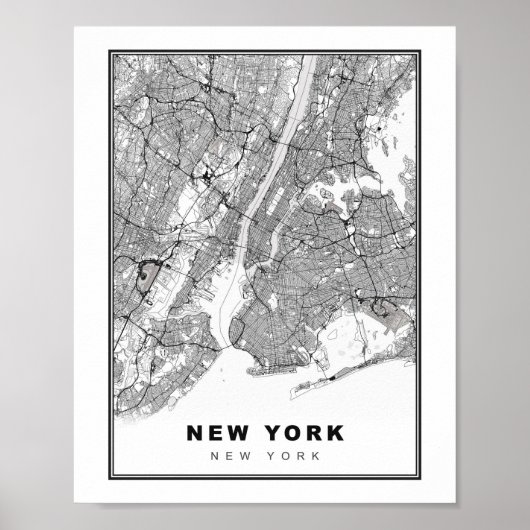 New York Kaart Poster (Voorkant)