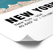 New York Kaart Poster - New York Kaart Stijl (Hoek)