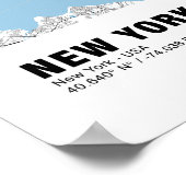 New York Kaart Poster - New York White Kaart (Hoek)
