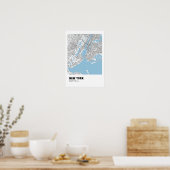 New York Kaart Poster - New York White Kaart (Keuken)