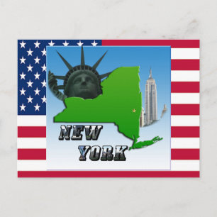 New York Kaart, Standbeeld van de Vrijheid, Monume Briefkaart